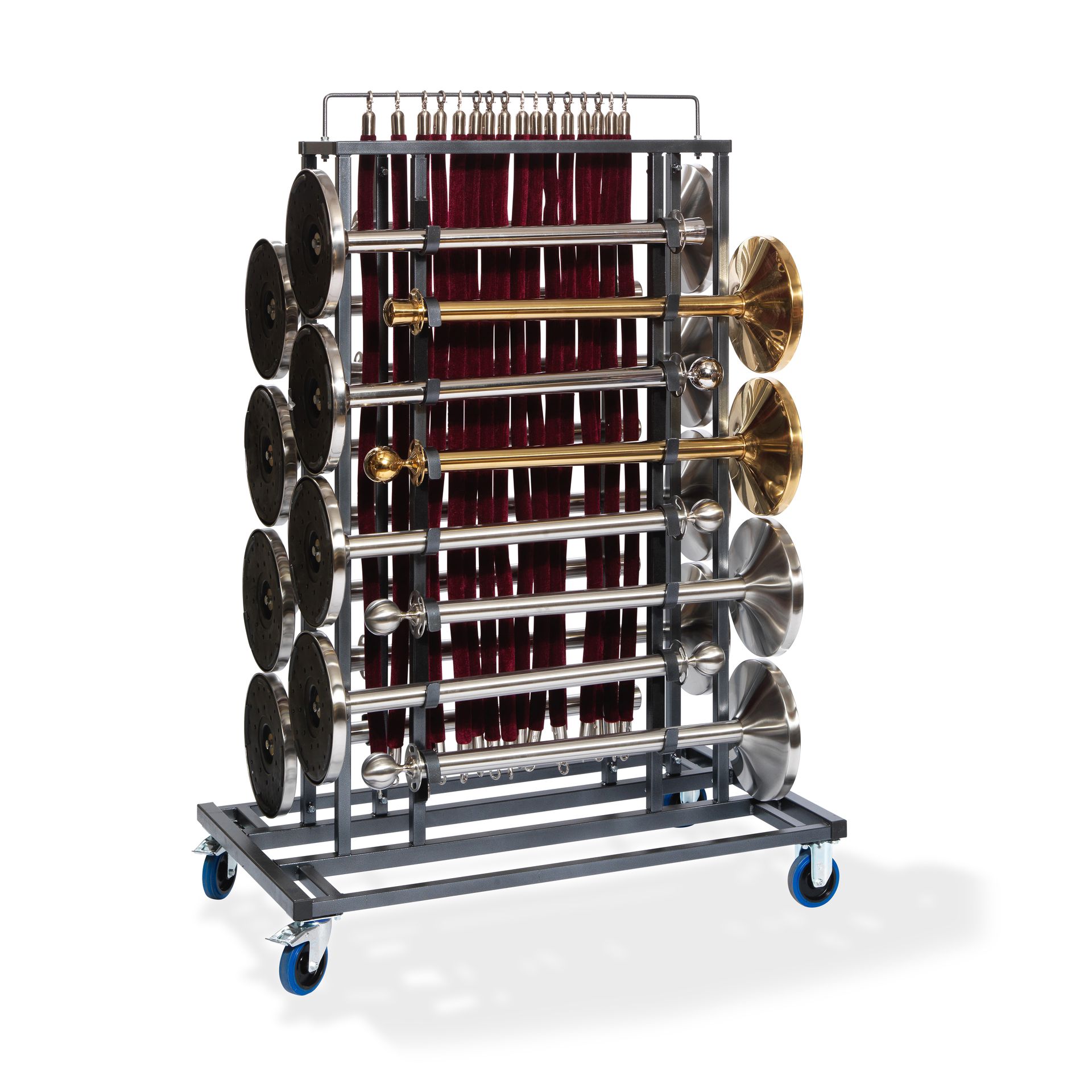 Elegance Trolley voor 16 afzetpalen en afzetkoorden, 129x76x180cm (LxBxH)