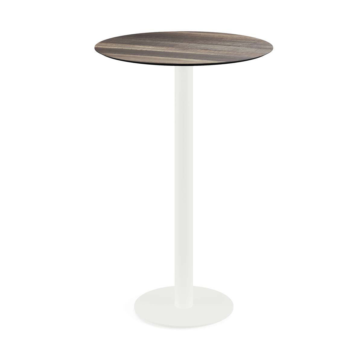 Urban Statafel wit frame + Tropical Wood HPL Ø70 cm
