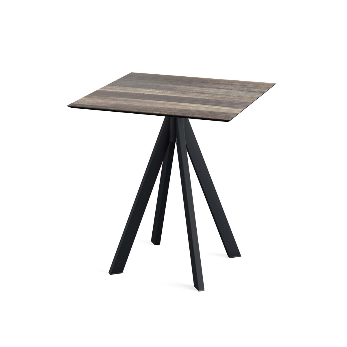 Infinity Terrastafel zwart frame + Tropical Wood HPL 70x70 cm