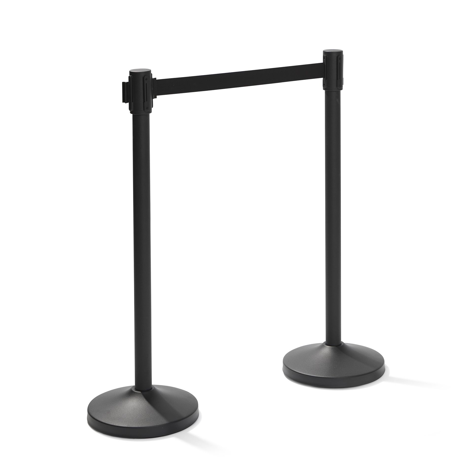 Trendy afzetpaal Zwart met zwarte band, Afsluitlengte 180 cm, Voet Ø 32cm, Paal Ø 5cm, Hoogte 99 cm, 8 kg, 10104BL