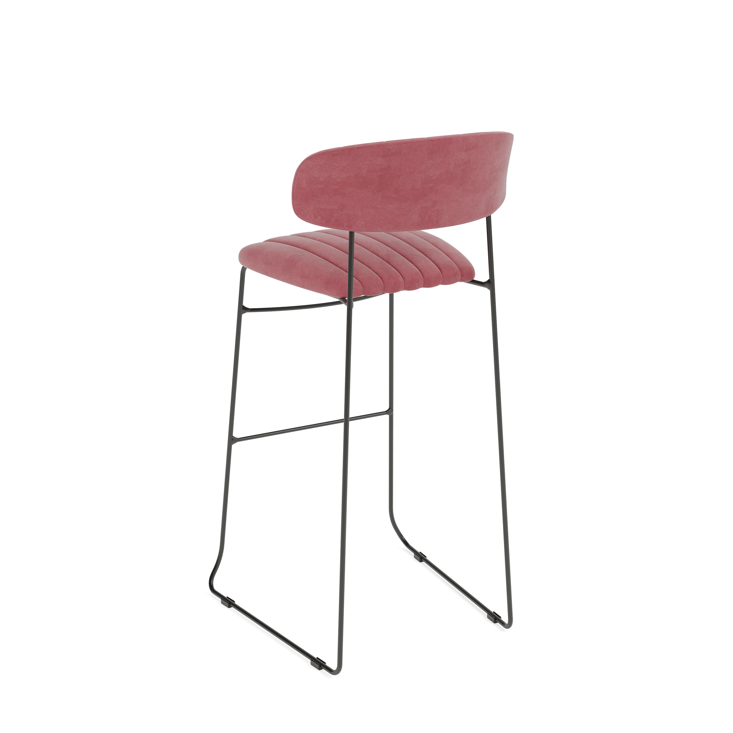 Mundo Stapelbare barkruk roze, velvet gestoffeerd, brandvertragend, 46,5x49x105cm (LxBxH), 53105