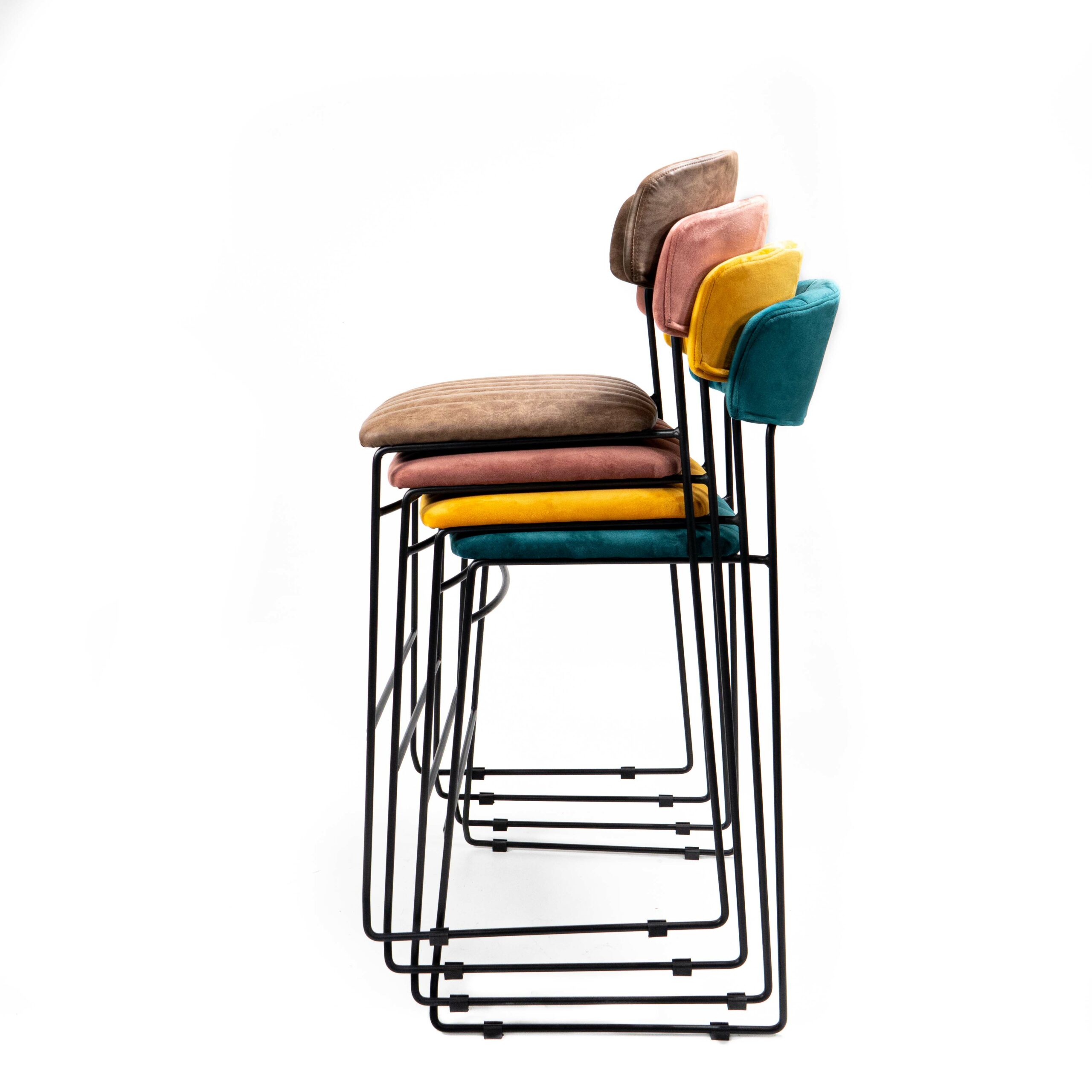 Mundo Stapelbare barkruk groen, velvet gestoffeerd, brandvertragend, 46,5x49x105cm (LxBxH), 53103