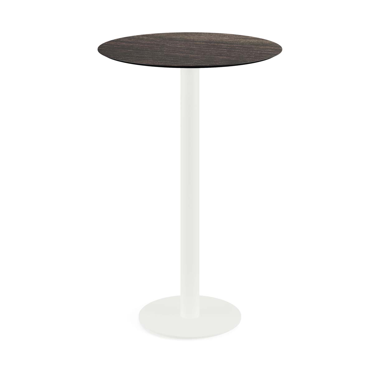 Urban Statafel wit frame + Riverwashed Wood HPL Ø70 cm