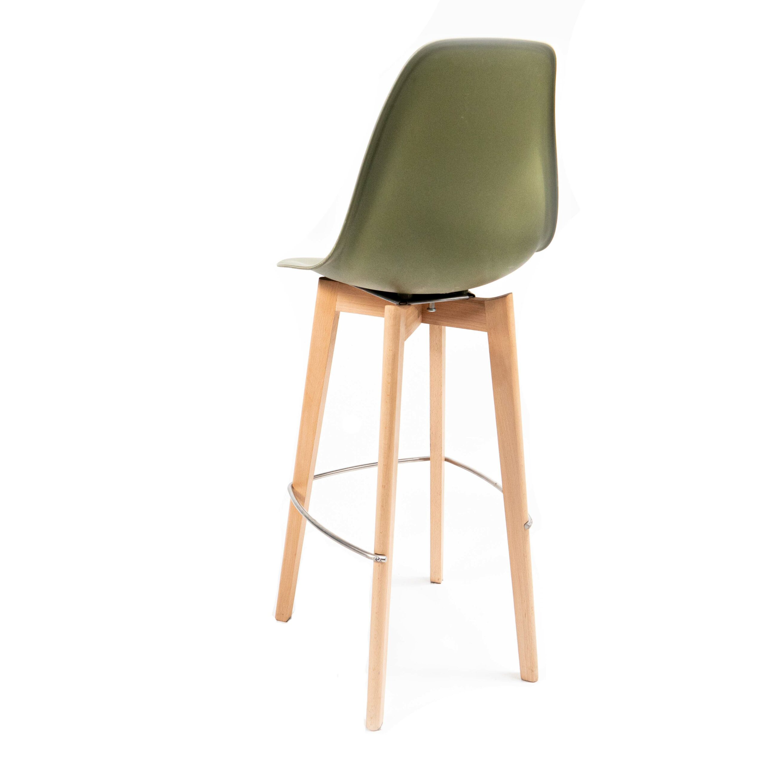 Keeve Stapelbare barkruk groen, berkenhouten frame en kunststof zitting, 53x47x119cm (LxBxH), 506F01SDG