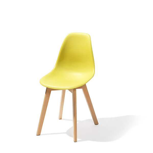 Keeve Stapelbare stoel geel, berkenhouten frame en kunststof zitting, 47x53x83cm (LxBxH), 505F01SY