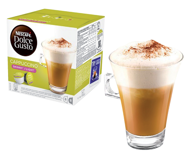 Koffiecups Dolce Gusto Cappuccino light 16 stuks voor 8 kopjes