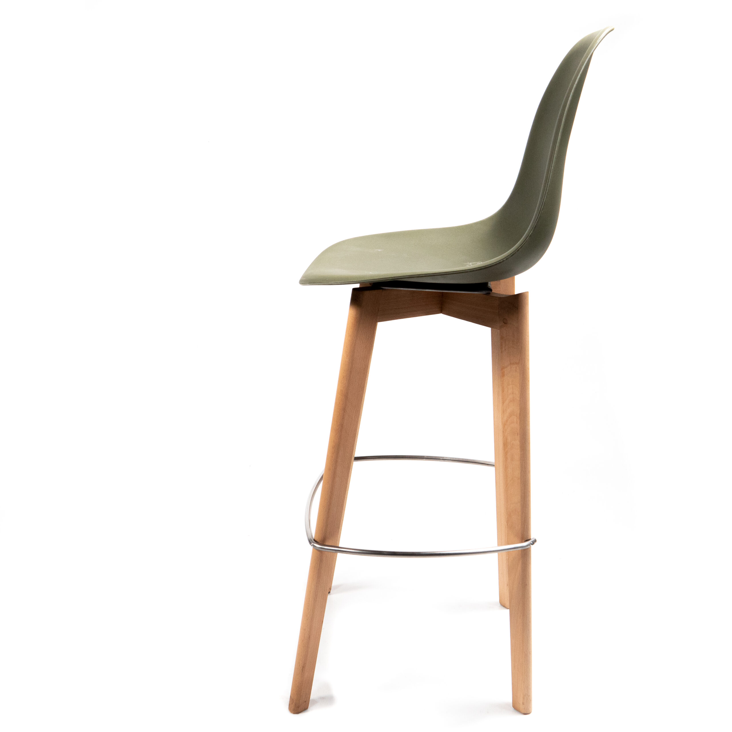 Keeve Stapelbare barkruk groen, berkenhouten frame en kunststof zitting, 53x47x119cm (LxBxH), 506F01SDG