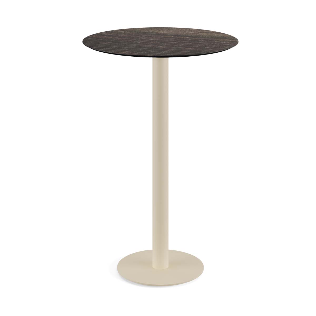 Urban Statafel zand frame + Riverwashed Wood HPL Ø70 cm