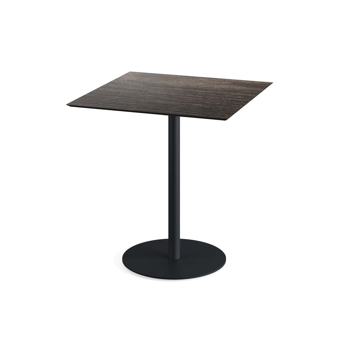 Urban Terrastafel zwart frame + Riverwashed Wood HPL 70x70 cm